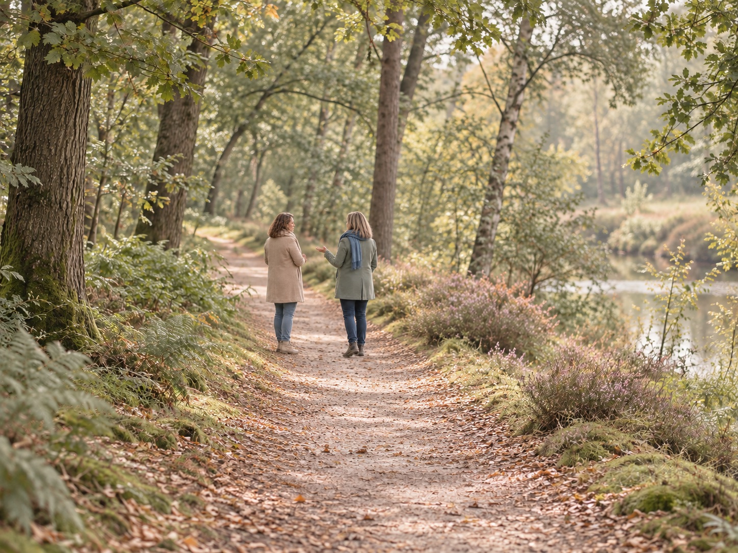 Twee mensen in gesprek tijdens een wandeling